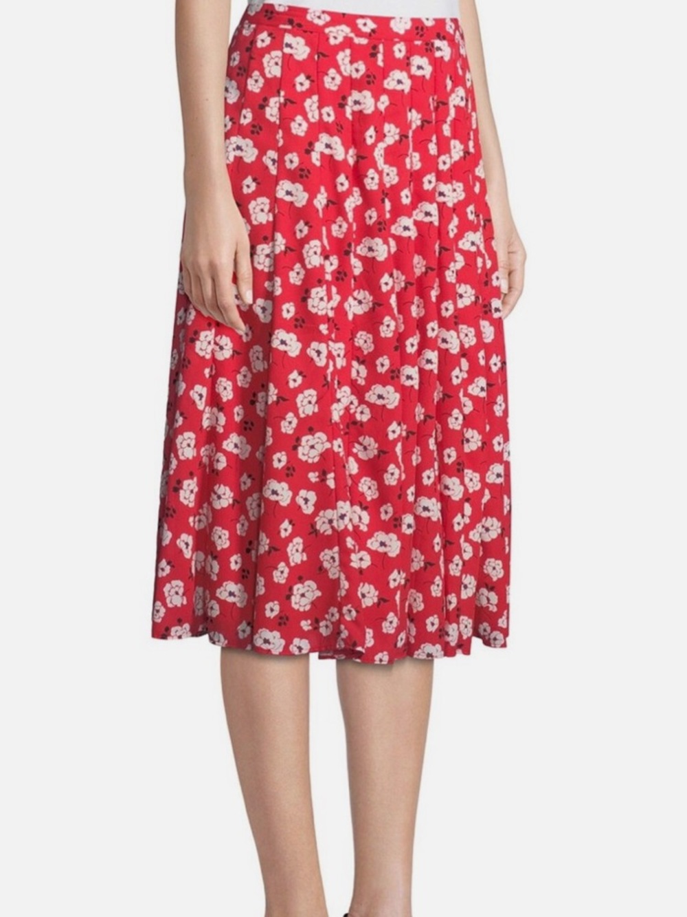 NEW Karl Lagerfeld Paris Red Floral Skirt Size 10
